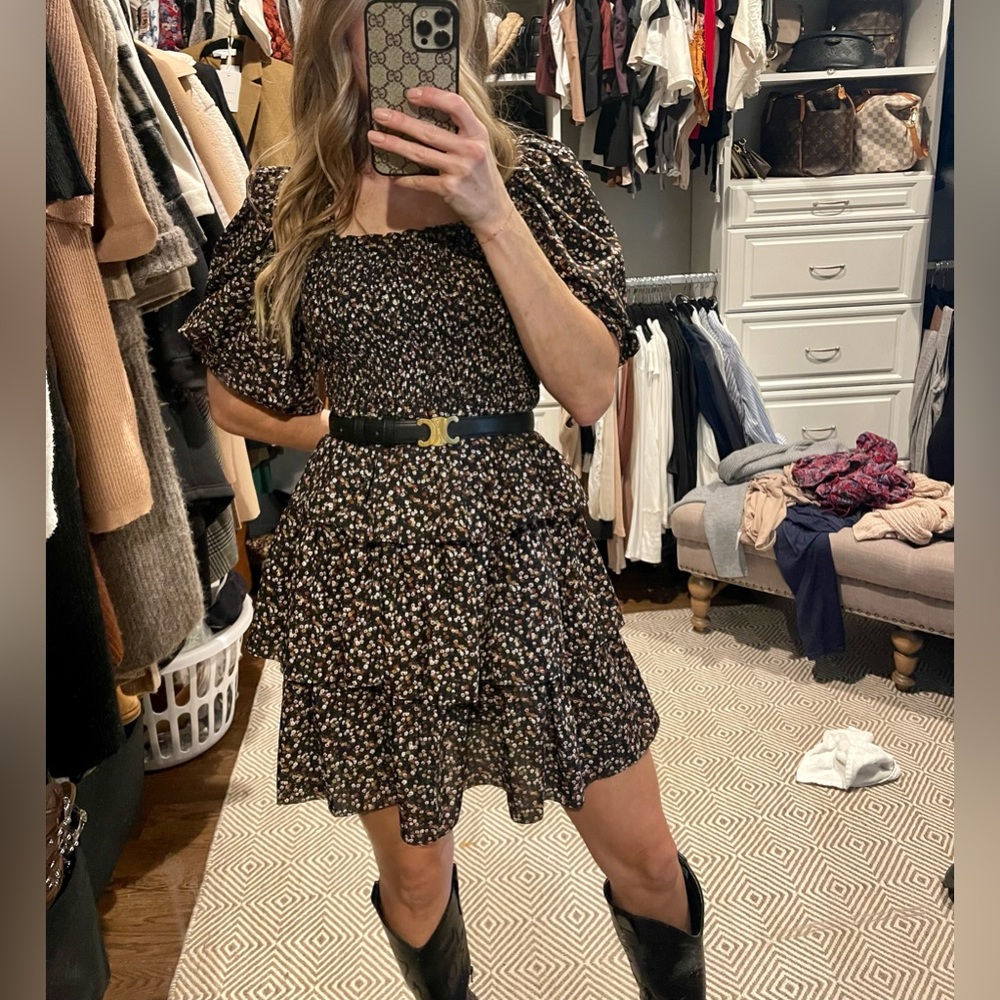 Ruffle long sleeve tiered dress